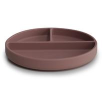 Mushie prilimpanti silikoninė lėkštė su skyriais Cloudy Mauve, rausvai violetinė