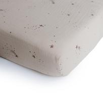 Mushie lopšio paklodė su elastine juostele Falling Stars, smėlio spalvos
