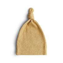 Mushie briaunota naujagimio kepuraitė Mustard Melange, garstyčių spalvos