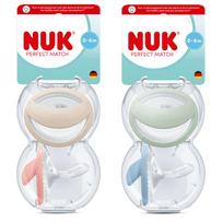 NUK silikoniniai čiulptukai Perfect Match, 0-6 mėn, 2 vnt., įvairių spalvų