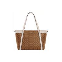 Coach Baby 36 Klasikinis monogramos logotipas Padengtas drobės odinis pirkinių krepšys Moteriškas tote Chaki spalvos Baltas C4071-IMDJ8 Basic Set (Bag+Dust Bag) white