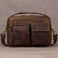 Crazy Horse odos rankinė per petį, Vyriška daugiafunkcinė crossbody rankinė, Tikros odos retro kasdienė rankinė, Laisvalaikio rankinė