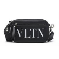 Valentino Zipper Closure Leather Crossbody Chest Waist Bag Small Men bags Black VY0B0954WJW-0NI Basic Set (Bag+Dust Bag)