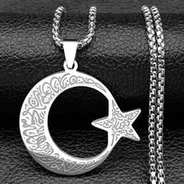 Personalized Hip Hop Style High Quality Stainless Steel Moon and Star Necklace sidabras