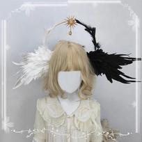 Handmade Angel Wings Feather Hair Hoop Black and White Double Color Extra Large Wings Photography Fashion Show Photography juoda