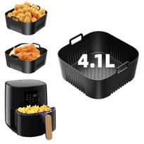 1/2 vnt. silikoninis oro keptuvės įdėklas, suderinamas su Philips 4,1 L (HD9252, HD9200, HD9255) ,Oro keptuvės priedų padėklas