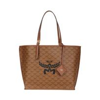 MCM Himmel Classic Laurų Lapo Logotipo Dirbtinės Odos Parduotuvės Krepšys Moteriški Parduotuvės Krepšiai Konjako Spalvos MWPESAC03CO001 Basic Set (Bag+Dust Bag)