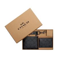 Coach 3 viename piniginė 11 Prekės ženklo logotipas Keli kortelių skyreliai PVC piniginė Vyriškos piniginės Juoda CW344-QBMI5 Black
