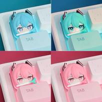 Cute Hatsune Miku DIY Keycaps Anime Personality Cross Axis PBT Mechanical Keyboard Keycap Cartoon Resin Keycaps Decoration Gifts
