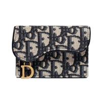 Dior Klasikinis Oblique Siuvinėtas Atvartas Plonas Odinis Kortelių Laikiklis Moteriški Aksesuarai Džinsinis Mėlynas S5610CTZQ_M928 Box(Basic Set+Box)