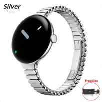 Ovalios formos grandinėlės laikrodžio apyrankė Google Pixel Watch 4 41mm / 3 45mm nerūdijančio plieno riešo dirželis su drugelio užsegimu Šampaninė G Google Pixel Watch 41mm sidabras