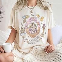 Retro Disney Užpinti Rapunzel Comfort spalvotas marškinėlis Disney princesės Rapunzel marškinėlis moteriškas laisvalaikio mados Y2K Magijos karalystės marškinėlis S