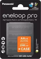 Panasonic Eneloop PRO R6 AA 2500mAh batteries x 4 + dėžutė BK-3HCDEC4BE