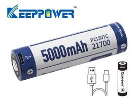 Keeppower 21700 - 5000mAh, Li-Ion 3.7V - 3.6V - PCB su apsauga ir USB-C P2150TC