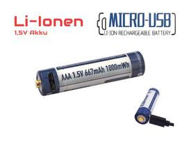 Keeppower AAA 1,5 V 1000 mWh (apie 667 mAh) ličio jonų baterija (įkraunamas per mikro USB) P1044U1 2 vnt.