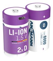 ANSMANN Įkraunamos baterijos D 1.5V 6000mAh (Li-Ion 12Wh) su USB-C lizdu, 2vnt įpakavime