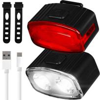 Vayox Dviračių žibintų komplektas priekinis 2*LED + galinis 12*LED VA0155