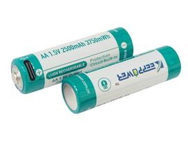 Keeppower AA 1.5V 2500mAh (3750mWh) ličio jonų baterija (įkraunama per USB-C) P1450TC