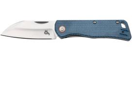 BlackFox Teeny sulenkiamas peilis Blue Micarta, Satin D2 (BF-785 MIBL)