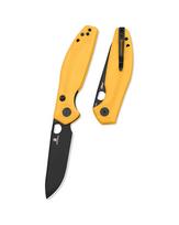Bestechman Angry Owl sulenkiamas peilis Yellow G10, Black PVD D2 by Keanu Alfaro (BMK12A-2)