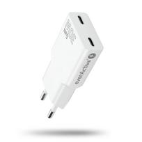 EverActive GaN SUPER SLIM SC-385Q sieninis įkroviklis su dviem USB-C PD 30W lizdais