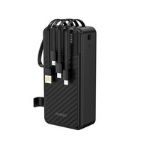 Dudao K11 Max 30000mAh išorinė baterija su įmontuotais laidais – juoda