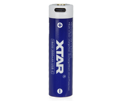 XTAR 18650 3500mah įkraunama baterija su apsauga 10A USB-C