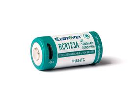 Keeppower RCR123A – 3V – 1000 mAh ličio jonų baterija (įkraunama per USB-C) P1634TC