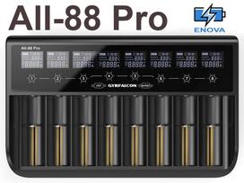 Gyrfalcon All-88 Pro – 8 vietų ličio jonų 1,5 V; 3,6–3,7 V LiFePO4 3,2 V ir NiMH akumuliatorių įkroviklis