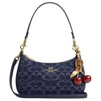 Coach Teri 24 Klasikinis Logotipo Pakabukas Dekoratyvus Nuimamas Peties Dirželis Užsegimas Užtrauktuku Džinsinis Ir Odinis Crossbody Peties Rankinė Vidutinio Dydžio CDQ56-IMTYV Basic Set (Bag+Dust Bag)