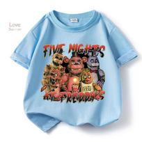 Vasaros FNAF vaikiški unisex laisvalaikio marškinėliai trumpomis rankovėmis su spaudiniu „Five Nights at Freddy“ Dovana vaikams nuo 4 iki 14 metų Gatvės stilius 100 juoda