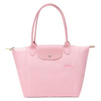 Longchamp Le Pliage Žalia Vienspalvė Siuvinėtas Logotipas Užtrauktuko Užsegimas Spaudė Oda Parduotuvės Rankinė Nešiojama Ant Peties Vidutinė 2605919P75 Basic Set (Bag)