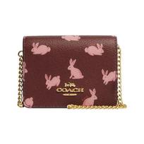 Treneris Serija 10 Spaudžiamas užsegimas Triušio raštas Dengtas drobės su lygiu odos Mini Pečių Crossbody Piniginė Moteriška piniginė Bordo CF527-IMMZI Basic Set (Bag+Dust Bag)