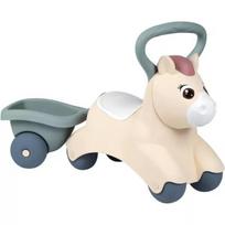 Little Smoby: Kūdikio ponis su vaikų vežimėliu ir žaislų laikikliu, smėlio-žalia