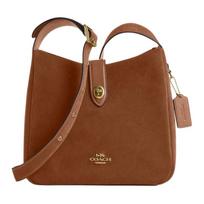 Coach Hadley 25 Metalinis logotipas Suede Pečių krepšys Moteriškas pečių krepšys Rudas CW004-IMXAF Basic Set (Bag+Dust Bag)