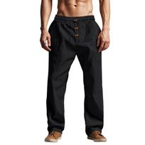 Men's Casual Pants Male Summer Breathable Trousers Solid Color High Quality Sweatpants Hawaiian Beach Sports Jogging Pants XS mėlyna