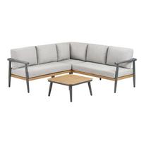 Pilkos spalvos iš audinio sodo poilsio baldų komplektas 4 žmonėms Comillas – House Nordic