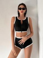Korean Style Slimming Women's Two-Piece Swimwear Set - Sports Tank Top Medium juoda