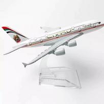 Oro keliai 16cm Lėktuvo modelis A380 Etihad 1:400 mastelio metalinis lėktuvo modelis su pagrindu, dovanų papuošalas
