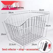 Folding Rear Bike Cargo Basket: Large Capacity Mountain Bike Luggage Rack sidabrinis galinis krepšys [didelis plieninio vielos rėmas] spalva
