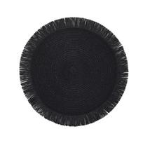Apvalios pintos padėkliukai su kutais Popieriniai staltiesės rankų darbo neslystantys izoliaciniai padėkliukai puodeliams stalo dekoracijos Diameter 38cm juoda