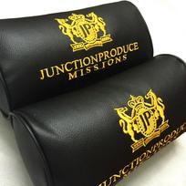 2 vnt. Junction Produce JDM Automobilio Sėdynės Kaklo Pagalvėlės Galvos Atramos Balta JP Juoda Oda