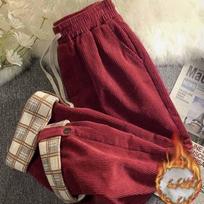 Žieminiai arba pavasariniai moteriški retro velvetiniai laisvalaikio kelnės Harajuku plataus kirpimo kelnės gatvės bėgiojimo kelnės tiesaus kirpimo aukšto juosmens kelnės XXXXXL juoda