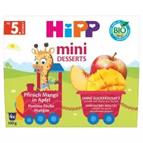 Ekologiška obuolių, persikų ir mangų tyrelė nuo 5 mėn. HIPP 400 g