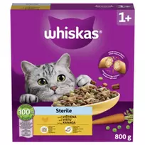 Visavertis sausas ėdalas suaugusioms katėms Whiskas Adult Sterile su vištiena 800g