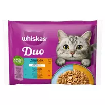 Visavertis šlapias ėdalas suaugusioms katėms Whiskas Pouch Tasty Duo su žuvimi ir mėsa 85g