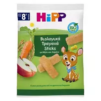 Ekologiškos traškios lazdelės su obuoliais ir morkomis nuo 8mėn. 30 g HiPP