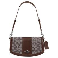 Rankinė Coach Andrea 24 Classic Logo Sagtis Odinė ir Tekstilės Didelė Peties Rankinė Vidutinė Moteriškos rankinės Ąžuolo Klevo-Rudos spalvos CT767-SVS8S Basic Set (Bag+Dust Bag)