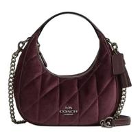Coach Carmen 20 Removable Shoulder Strap Velvet And Smooth Leather Mini Handbag Women handbags Dark-Red CCE61-QBBUR Basic Set (Bag+Dust Bag)