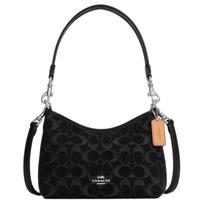 Coach Laurel 19 monogramos Mahjong krepšys Medvilninis ir odinis peties krepšys po pažastu Maži moteriški krepšiai Juodas CCZ41-SVBK Basic Set (Bag+Dust Bag) black